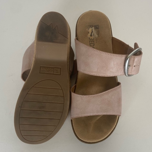 White Mountain Women's Copious Footbeds Sandals Size 7 M Pink Wedge Buckle Cork - Picture 8 of 8